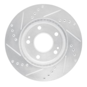 Chrysler Sebring Brake Rotor (1) - Front Right - R1 Concepts - Drilled & Slotted - Silver - `00-`24